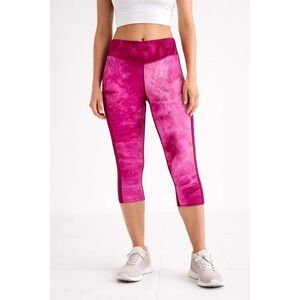 Ziya Active Pink Tie Dye Capri Leggings Mesh Side Panels Womens Size 12 HighRise